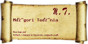 Mágori Teónia névjegykártya